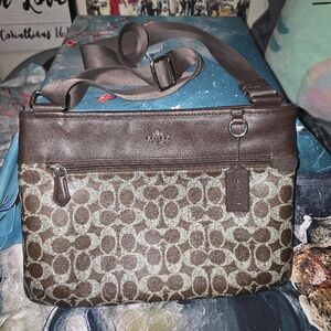 🩷 Coach 33479 Spencer Crossbody In Signature Coated Canvas Brown - EUC